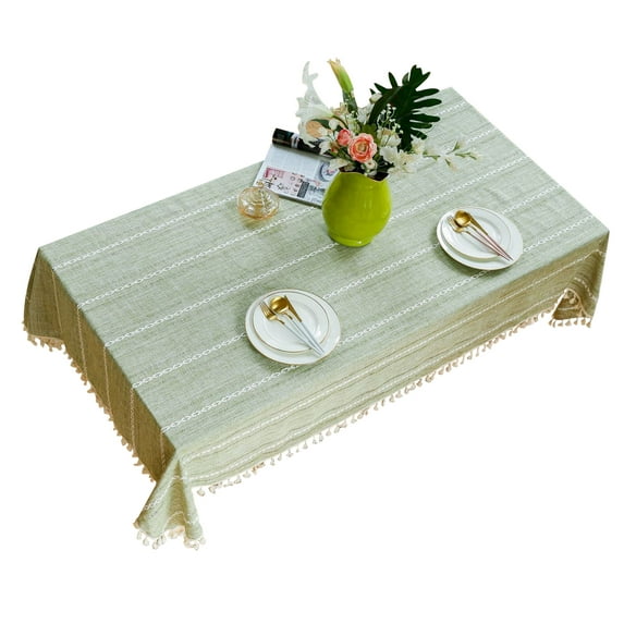 Tablecloths For Rectangle Tables,Solid Color Openwork Striped Tablecloth With Tassel,Washable Cotton Linen Elegant Table Cloth For Home Dining Living Room Wedding -Yellow-204x254cm(80x100")