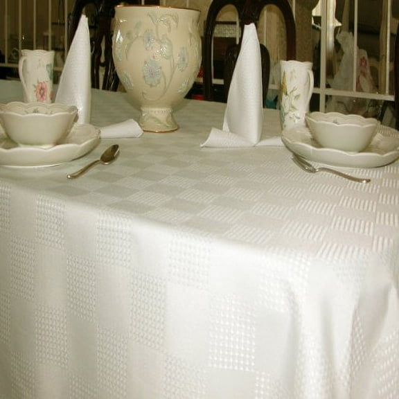 Tablecloths, Stain Resistant Fabric, Ivory off white, 100% Polyester (70 Inches Round)