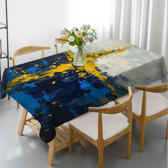 Tablecloths for dining table - Abstract Blue and Grey Print, Festive Table Setting Holiday Party Tablecloth Rectangular Tablecloth, Cafe, dinner, picnic