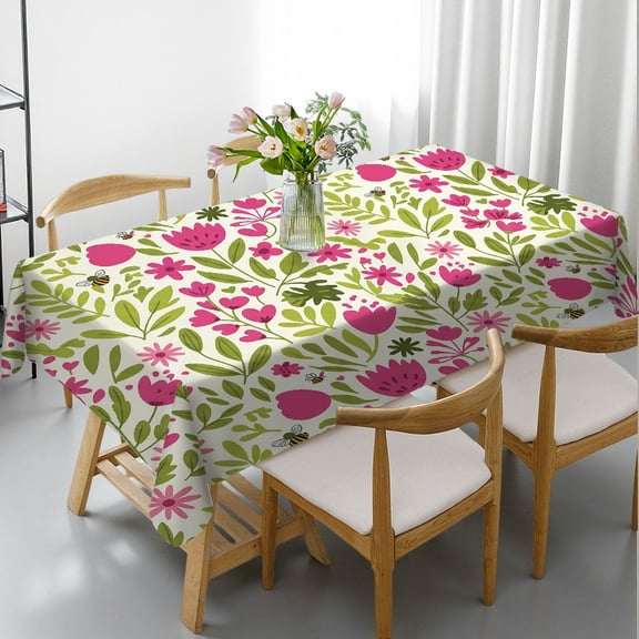 Tablecloths for dining table - Bright Bloom Meadow Print, Kitchen Accessories 2D Flat Printing Tablecloths rectangle tables large size, Cafe, dinner, brunch, buffet, picnic