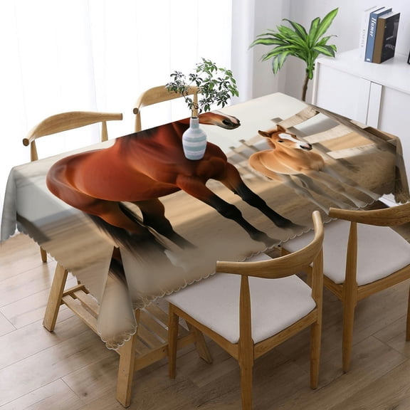 Tablecloths for dining table - Farmhouse Horse,Country Old Barn Print, Kitchen Accessories Holiday-Themed Design Tablecloths rectangle , Cafe, dinner, brunch, buffet, picnic