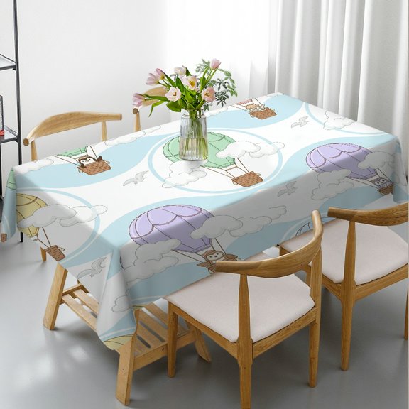 Tablecloths for dining table - Whimsical Sky Explorers Print, Kitchen Accessories Machine-Made Rectangular Tablecloth, Cafe, dinner, brunch, buffet, picnic