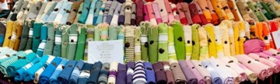 Tablecloths for sale at a market stall Lourmarin Vaucluse Provence-Alpes-Cote dAzur France Canvas Art - Panoramic Images (15 x 5)