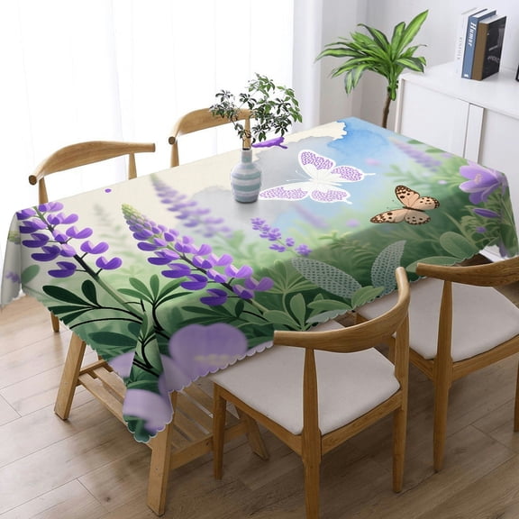 Tablecloths rectangle - Lavender Purple Print, Festive Table Setting Holiday-Themed Design Rectangular Tablecloth, Cafe, dinner, picnic