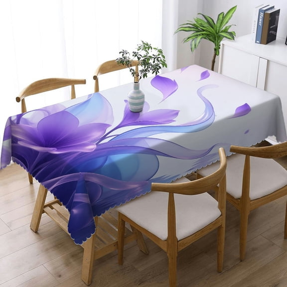 Tablecloths rectangle - Modern Futuristic Image with Water Like Colored Print, Machine-Made Printing with lace trim Tablecloths for dining table, Cafe, dinner, picnic