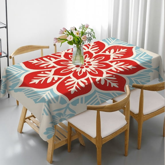 Tablecloths rectangle tables - Round Mandala Print, Festive Table Setting Holiday Party Tablecloth Tablecloths for dining table, Cafe, dinner,picnic, wedding, party