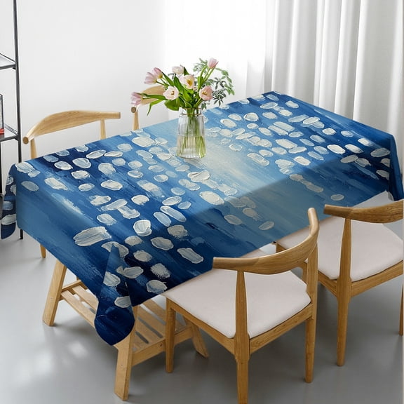 Tablecloths rectangle tables large size - Abstract Watercolor Blue Print, Holiday Party Tablecloth Holiday-Themed Design Rectangular Tablecloth, Cafe, dinner, picnic