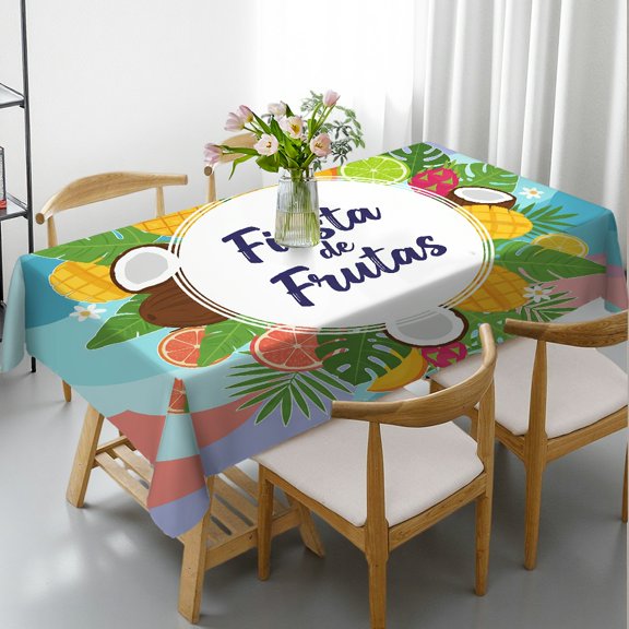 Tablecloths rectangle tables large size - Tropical Fruit Party Print, Festive Table Setting 2D Flat Printing Rectangular Tablecloth, Cafe, dinner, brunch, buffet, picnic