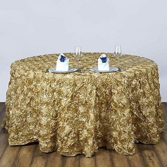 Tableclothsfactory Rosette/Rose Pattern Round Tablecloths 120 - Champagne