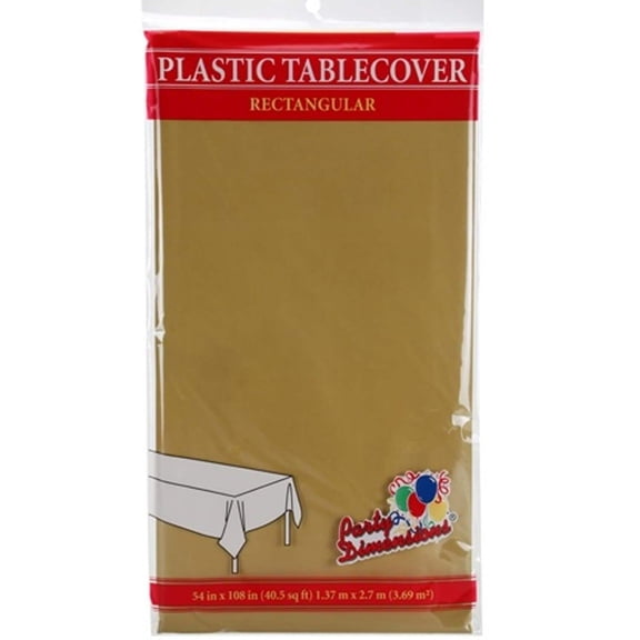 Tablecover Plastic Gold Rectangular 54'' X 108'' :1CT