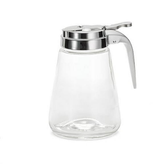 Modern Chrome Plated Glass 12 Oz. Syrup Dispenser With ABS Top
