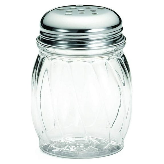 Tablecraft 6 Oz Swirl Plastic Shaker with Perforated Chrome Plated Top