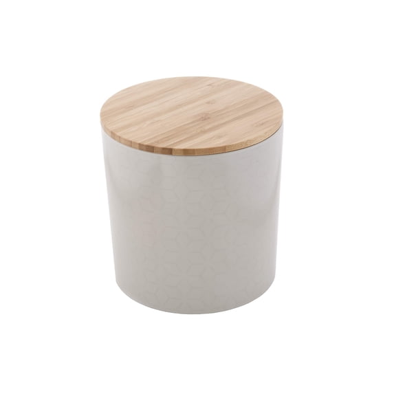 Tablecraft 700016 Canister with Lid, 88 oz, 6.75 x 6.75 x 6.75, Melamine & Bamboo