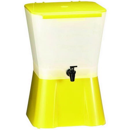 TableCraft 955 Yellow & White 3 Gallon Plastic Beverage Dispenser