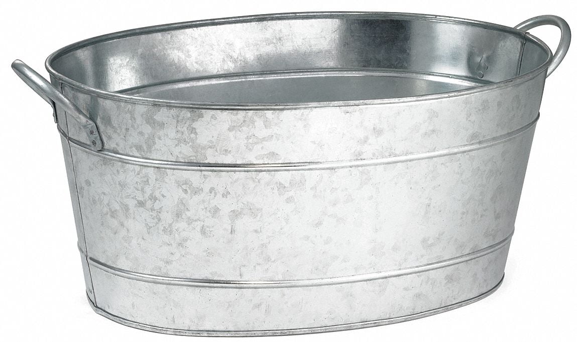 Silver Galvanized Steel 5.5-Gallon Oval Beverage Tub with Handles