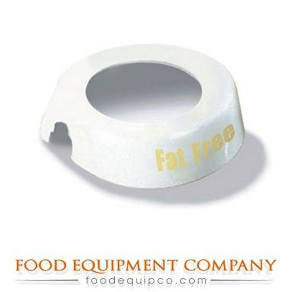 Tablecraft CB19 Imprinted White Plastic "Fat Free" Salad Dressing Dispenser Collar W/ Beige