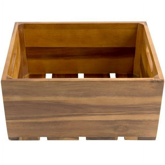 Tablecraft CRATE126 Half Size, 6" Deep Gastronorm Acacia Wood Serving and Display Crate