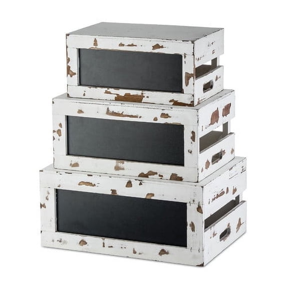 Tablecraft Chalkboard 3 Piece Solid Wood Crate Set