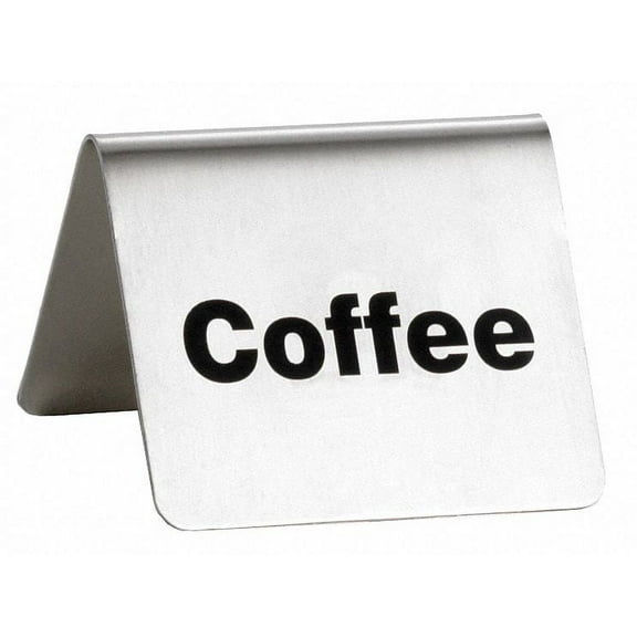 Tablecraft B1 2 1/2" x 2" Stainless Steel "Coffee" Tent Sign