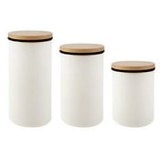 Tablecraft Enamelware Collection  Canister Set w/Wood Top
