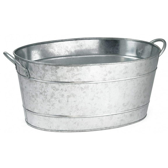 Tablecraft Galvanised Steel Oval Beverage Tub 21ltr | Party Tub, Drinks Pail, Beer Bottle Cooler CA2