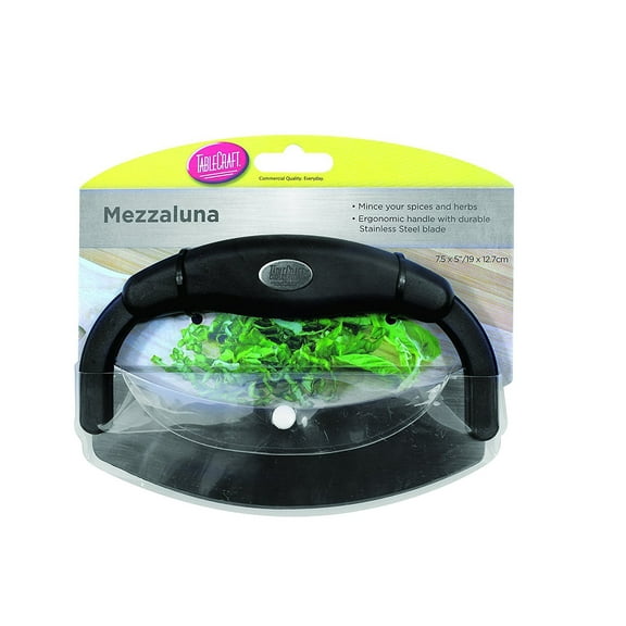 Tablecraft H6611 Mezzaluna Single Blade with Plastic Handle, Small, Black