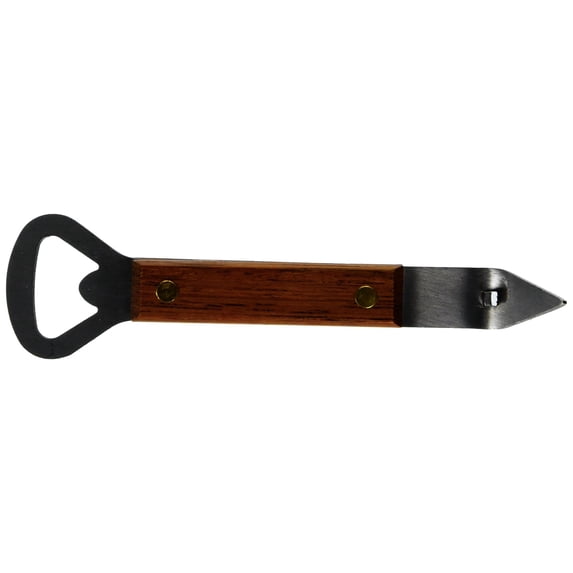 Tablecraft H76724 Magnetic Stainless Steel Bottle and Can Opener with Wood Handle, Clamshell