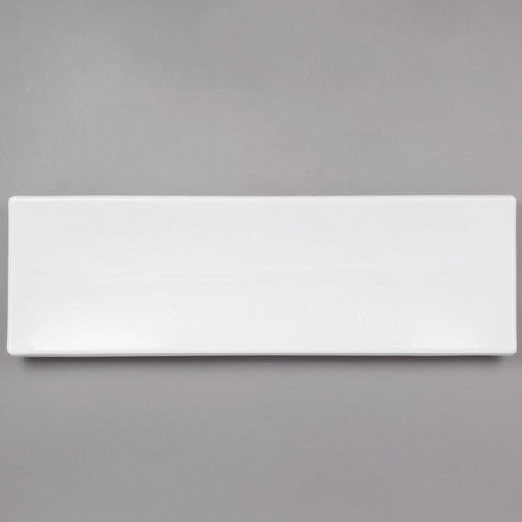 Tablecraft M206 Frostone 20" x 6" White Rectangular Melamine Tray