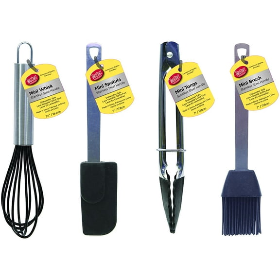 Tablecraft Mini Tools Set, Silicone with Stainless Steel Handles (HMINSET)
