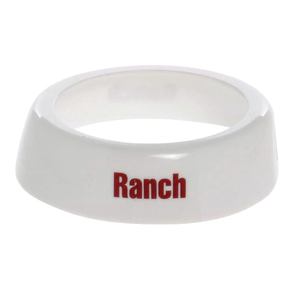 Tablecraft White Plastic with Maroon Imprint Salad Dressing Collar - Ranch