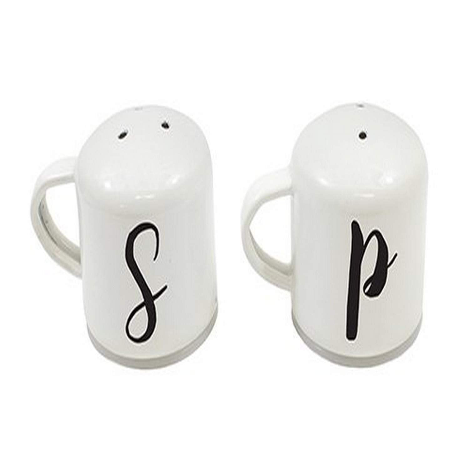 White Enamel Steel Salt and Pepper Shaker Set