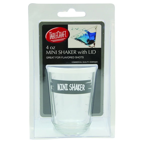 Tablecraft Small Mini Glass Shaker with Lid, 4-Ounce, Clear