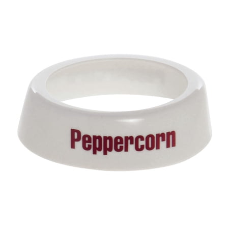 Tablecraft White Plastic Peppercorn ID Collar Only with Maroon Print - 1 each.