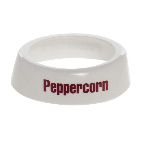 Tablecraft White Plastic Peppercorn ID Collar Only with Maroon Print - 1 each.