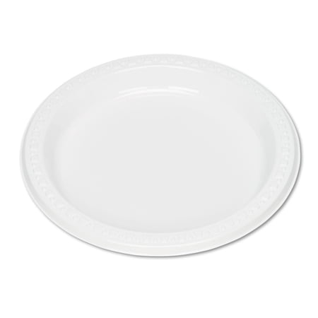 7 in. Diameter Plastic Dinnerware Plates - White (125/Pack)