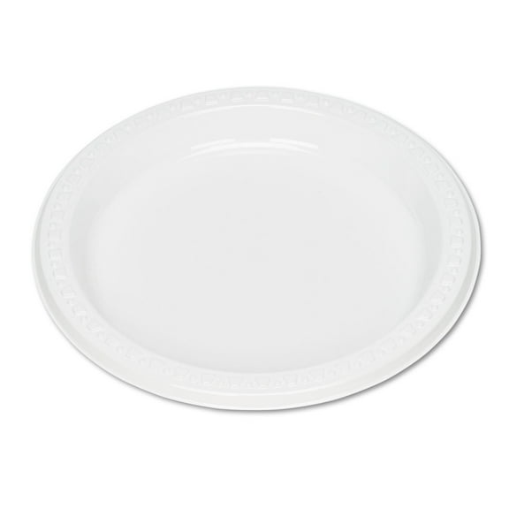 Tablemate 7644WH 7 in. Diameter Plastic Dinnerware Plates - White (125/Pack)