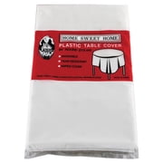 Tablemate Table Set Round Plastic Table Covers, 84", White, Pack Of 6