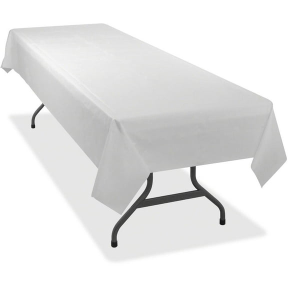 Tablemate Table Set Rectangular Table Cover, Heavyweight Plastic, 54 x 108, White, 6/Pack