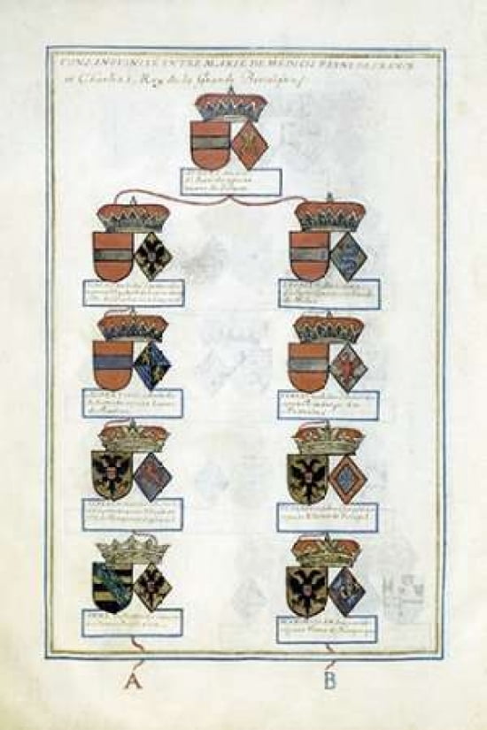 Tables of Consanguinity Between Queen Marie De Medicis of France and Henri IV Canvas Art - Pierre Dhozier (24 x 36)