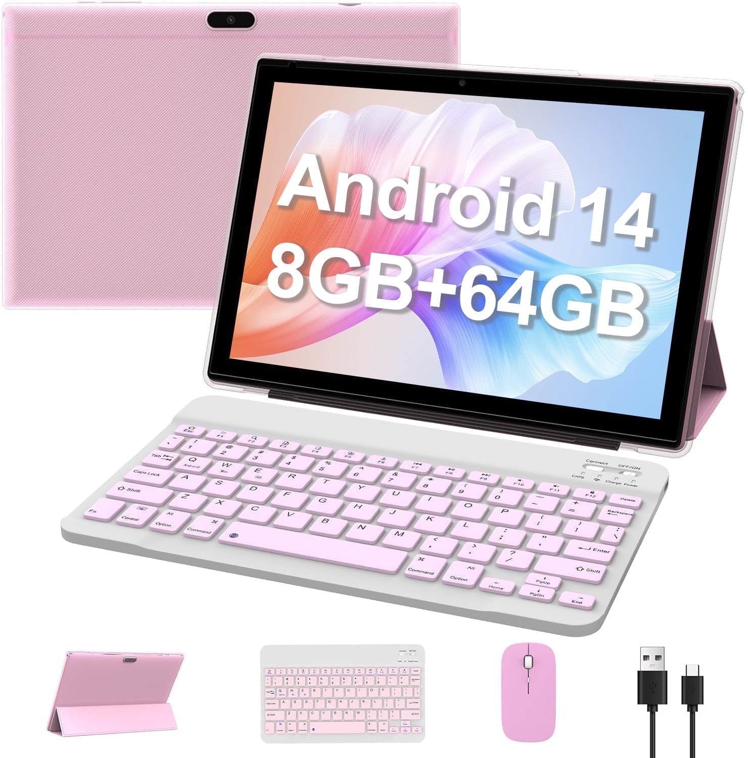 10.1 Inch 2 in 1 Tablets, Android 12.0, 64GB+4GB, 8MP Camera