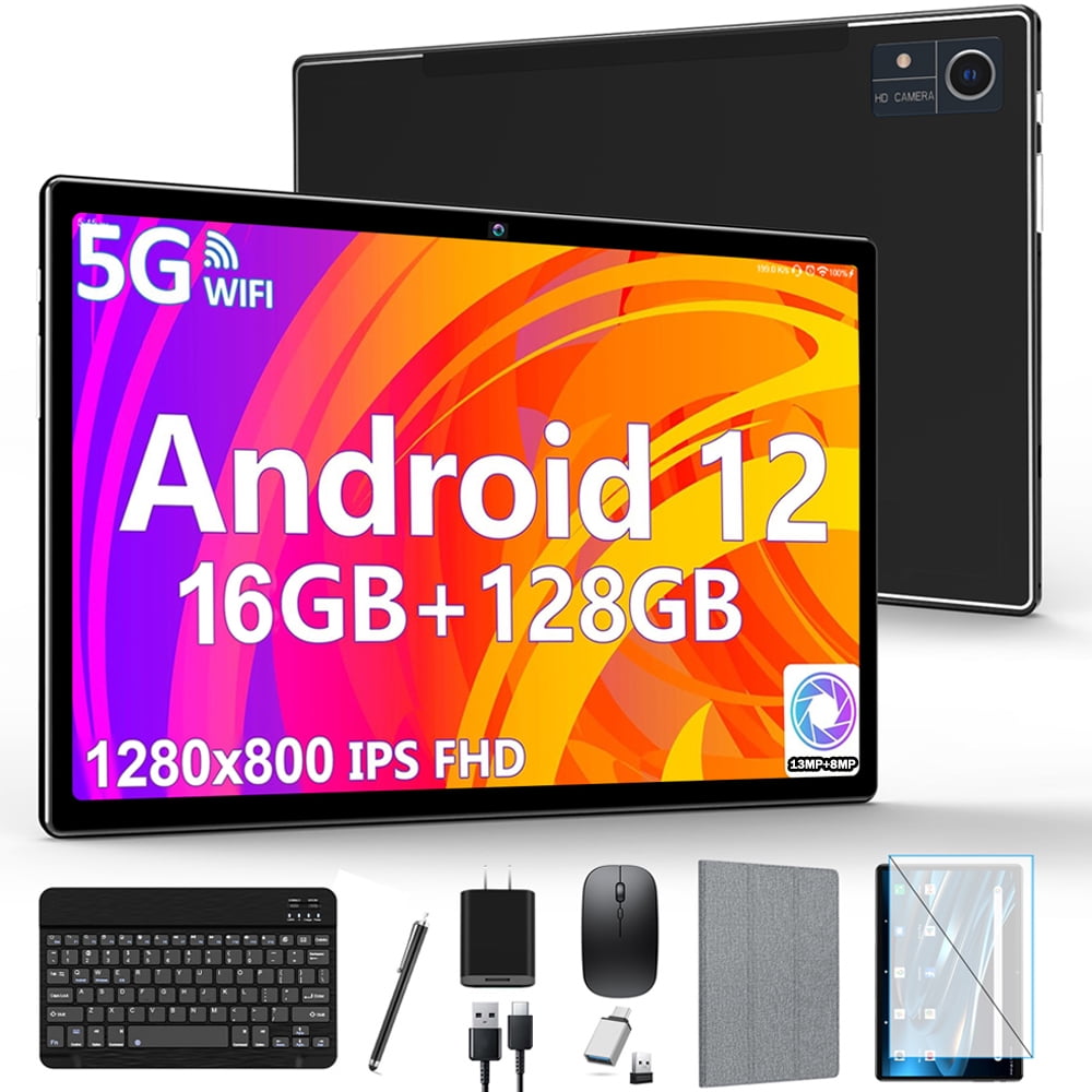 Android Tablet, 10 Inch Android 12 Tablet, 8GB RAM 128GB ROM, 1TB Expand,  Android Tablet with 5G WiFi, 4G/LTE, 8000 mAh Battery, Dual Camera,  Bluetooth 5.0, FHD IPS Touch Screen, GPS, GMS Certified