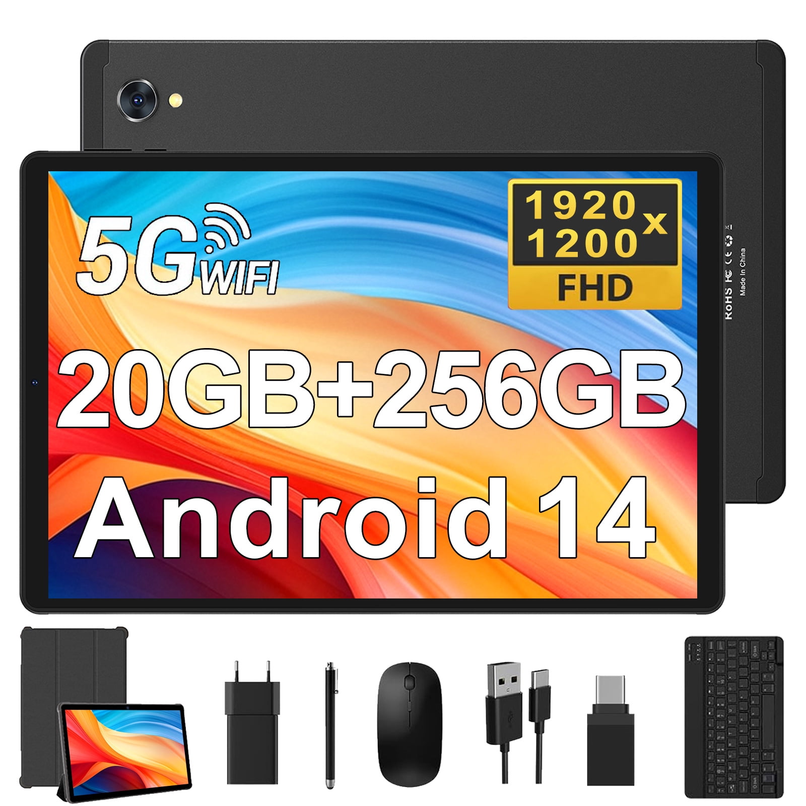 Android 15 Tablet,128GB+14(8+6 Expand)GB,10inch 4G Phone Tablet,5G