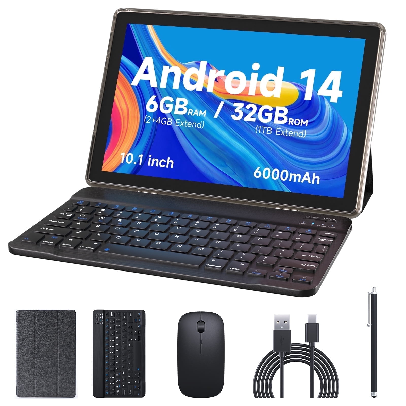 【Android 12 タブレット】10.1インチ　2GB+64GB+512GB 10'' Android 12 Tablet, 2 in 1 with Keyboard, 32GB ROM/512GB