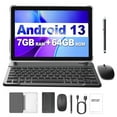 thumbnail image 1 of Tablet 10 Inch Android 13 Tablet,WiFi 6 Tablets PC,64GB ROM+7GB RAM( Expand to 1TB),Quad-Core,5G Wi-Fi,Widevine L1,Bluetooth,Dual Camera,6000mAh,2 in 1 Tablet with Keyboard, 1 of 9