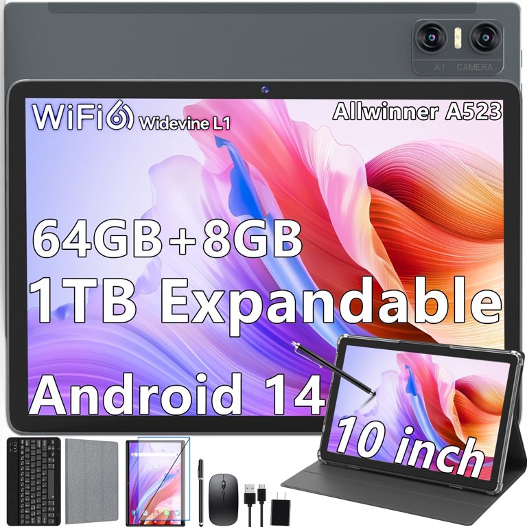 Android 14 Tablet,WiFi 6 Tablets,64GB ROM 8GB RAM,Octa-Core,5G 
