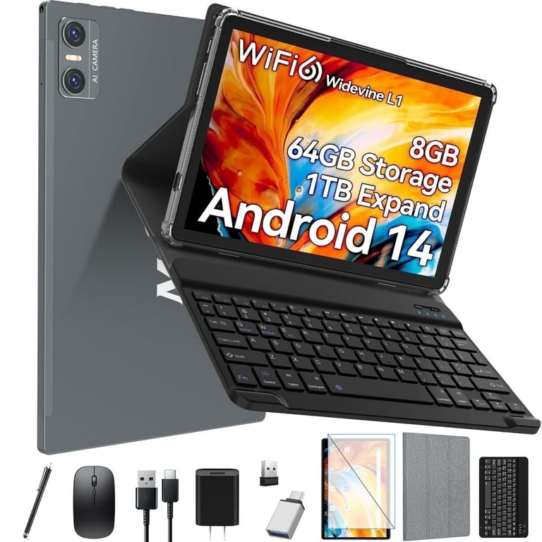 Tablet 10 Inch Android 14 Tablet,WiFi 6 Tablets PC,64GB ROM+