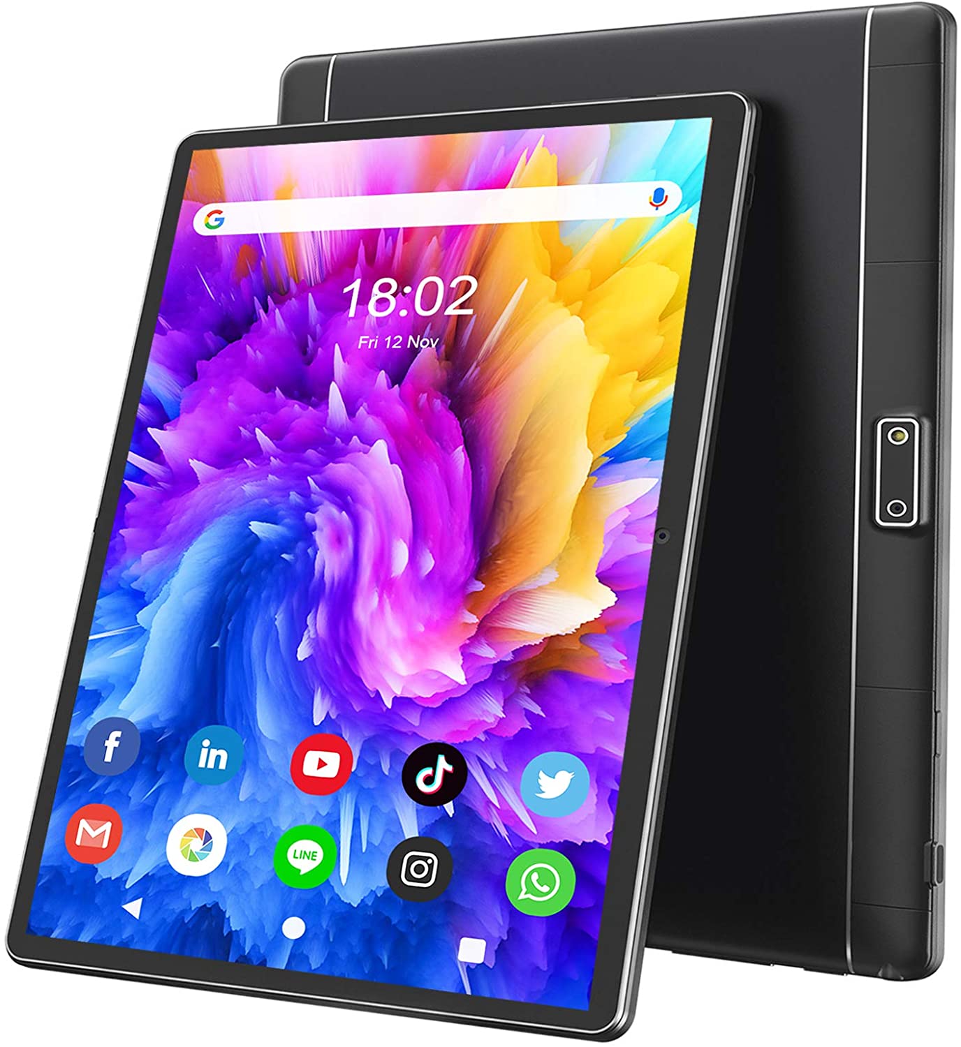 Tablet 10 Inch Android 9 HD Dual Sim Tablets with Quad Core, 32GB ROM /128 GB Expand, 3G Phone Call, WiFi, Bluetooth, Dual Camera, GPS, IPS Touchscreen, GMS Google Certified Tablet PC, (Black) - image 1 of 7