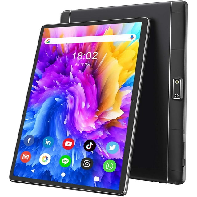 Tablet 10 Inch Android 9 HD Dual Sim Tablets with Quad Core, 32GB ROM /128 GB Expand, 3G Phone Call, WiFi, Bluetooth, Dual Camera, GPS, IPS Touchscreen, GMS Google Certified Tablet PC, (Black)
