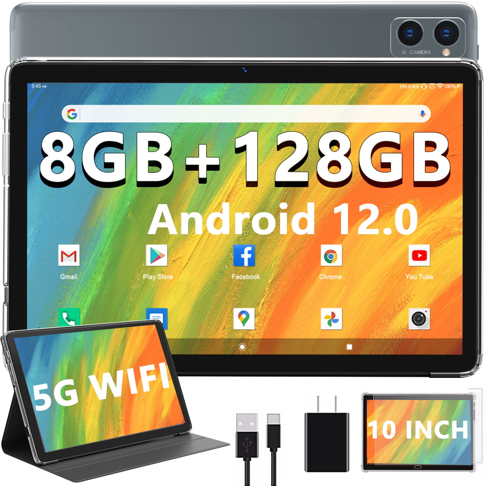 Tablette Tactile 10.6 pouces 5G-WiFi- 64Go / 256GB Tablette-Android  11.0-Google play-Tape C-Ordinateur 2 En 1-Wifi-NETFILX