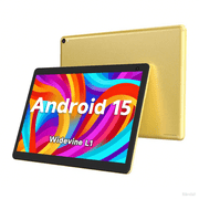 Tablet 10 inch, Android 15 Tablet, 32GB ROM 1TB Expand Computer Tablets, Quad Core Processor 6000mAh Battery, 1280x800 IPS Touch Screen, 2+8MP Dual HD Camera, Bluetooth Wifi Tablet PC, Yellow